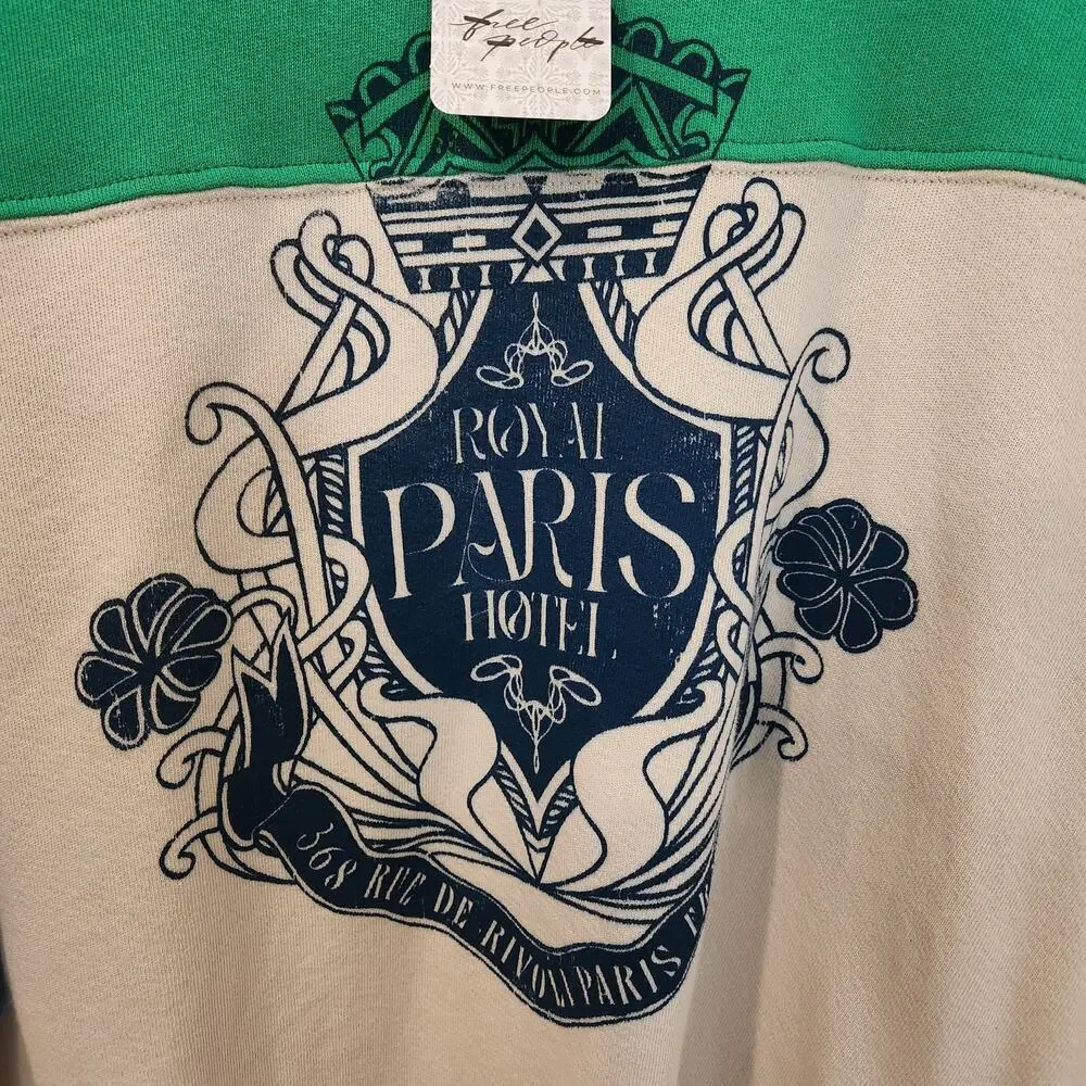 Free People X Daydreamer Crest colorblock cream sweatshirt size large